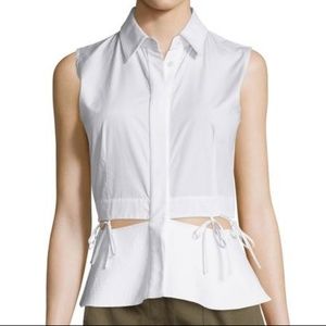 Alexander Wang White Sleeveless Collared Tie Shirt